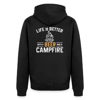camping - Unisex Premium Organic Zip Hoodie - black - Back - Nico (187cm)