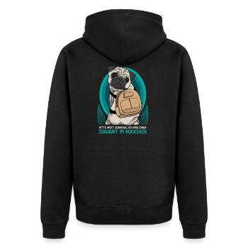 Carlin / Pug avec sac à dos - Veste à capuche bio Premium Unisexe - noir - Dos - Nico (187cm)
