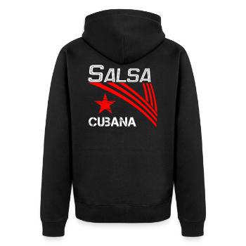 Salsa Cubana blanc - Salsa Dance Shirt - Veste à capuche bio Premium Unisexe - noir - Dos - Nico (187cm)