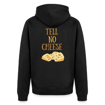 Tell no cheese - Erzähl keinen Käse - Unisex Premium Bio Zip Hoodie - Schwarz - Hinten - Nico (187cm)