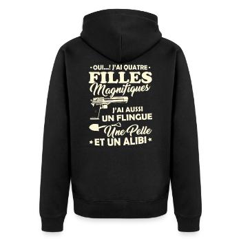 T-shirt for Dad - Four Beautiful Girls - Unisex Premium Organic Zip Hoodie - black - Back - Nico (187cm)