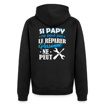 T-shirt Grand-Père - Papy ne peut pas le Réparer - Veste à capuche bio Premium Unisexe - noir - Dos - Nico (187cm)