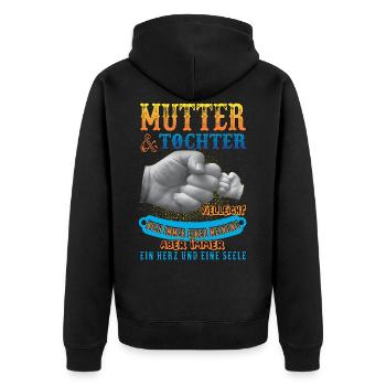 mutter und tochter - Unisex Premium Bio Zip Hoodie - Schwarz - Hinten - Nico (187cm)