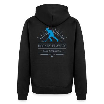 Hockey players are awesome, blue - Unisex Premium Organic Zip Hoodie - black - Back - Nico (187cm)