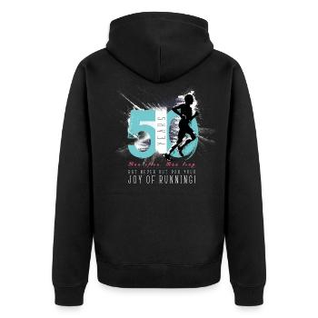 Runner - 50th Birthday - Unisex Premium Organic Zip Hoodie - black - Back - Nico (187cm)