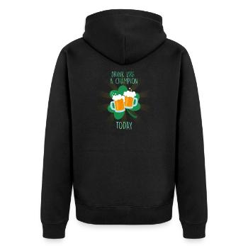 DRINK LIKE CHAMPION TODAY - Unisex Premium Organic Zip Hoodie - black - Back - Nico (187cm)