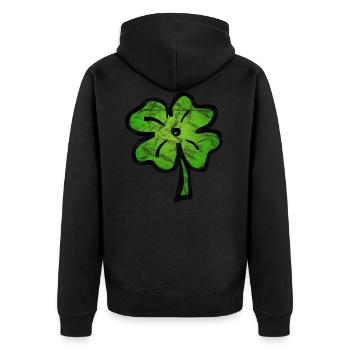 Kleeblatt Glück Irland Vintage - Unisex Premium Bio Zip Hoodie - Schwarz - Hinten - Nico (187cm)