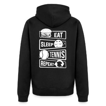 Eat Sleep Tennis Repeat - Racquets Ball Sports - Unisex Premium Organic Zip Hoodie - black - Back - Nico (187cm)