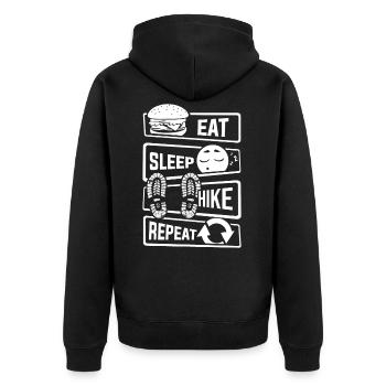 Eat Sleep Hike Repeat - Hiking Nature Mountain Sports - Unisex Premium Organic Zip Hoodie - black - Back - Nico (187cm)