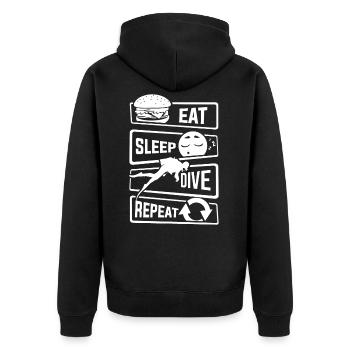 Eat Sleep Dive Repeat - Diver Diving Sea Lake - Unisex Premium Organic Zip Hoodie - black - Back - Nico (187cm)