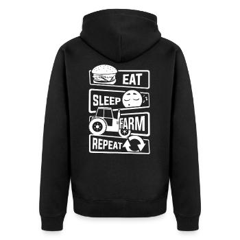 Eat Sleep Farm Repeat - Farmer Farmer Farm - Unisex Premium Organic Zip Hoodie - black - Back - Nico (187cm)