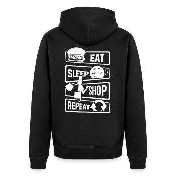 Eat Sleep Shop Repeat - Purchase Shoes Business - Unisex Premium Organic Zip Hoodie - black - Back - Nico (187cm)