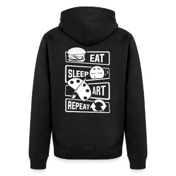 Eat Sleep Art Repeat - Art Artist Painter Brush - Unisex Premium Organic Zip Hoodie - black - Back - Nico (187cm)