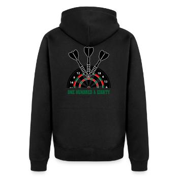 One hundred eighty, 180 - triple 20 / dart - Unisex Premium Organic Zip Hoodie - black - Back - Nico (187cm)