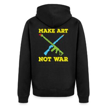 Art Art Peace Peace War Statement Gift - Unisex Premium Organic Zip Hoodie - black - Back - Nico (187cm)