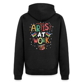 Artiste au travail - chemise d'artiste d'art - Veste à capuche bio Premium Unisexe - noir - Dos - Nico (187cm)
