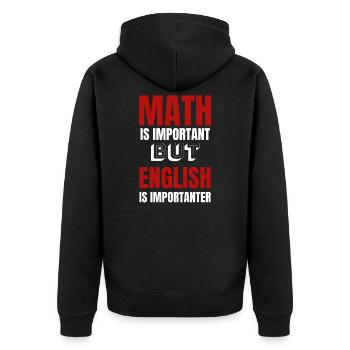 English Teacher Funny Humor Gifts - Unisex Premium Bio Zip Hoodie - Schwarz - Hinten - Nico (187cm)