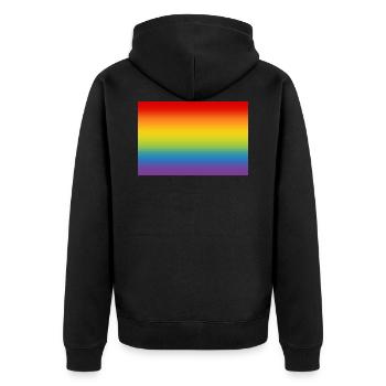 Regenbogen Flagge Fahne LGBT CSD Gay Pride - Unisex Premium Bio Zip Hoodie - Schwarz - Hinten - Nico (187cm)
