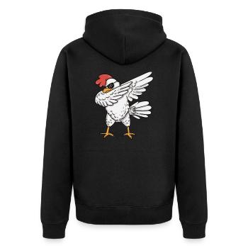 DAB CHICKEN CHICKEN DABBING CHICKEN - Unisex Premium Organic Zip Hoodie - black - Back - Nico (187cm)