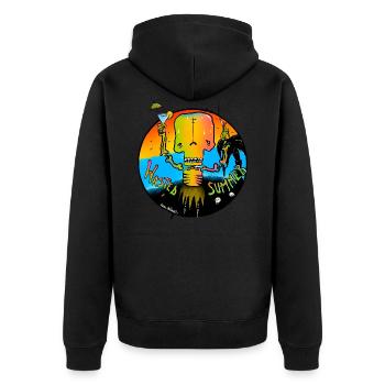 RetkuOriginals - WastedSummer - Unisex Premium Bio Zip Hoodie - Schwarz - Hinten - Nico (187cm)