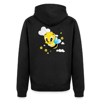 Abeille volante douce avec motif nuages et fleurs - Veste à capuche bio Premium Unisexe - noir - Dos - Nico (187cm)