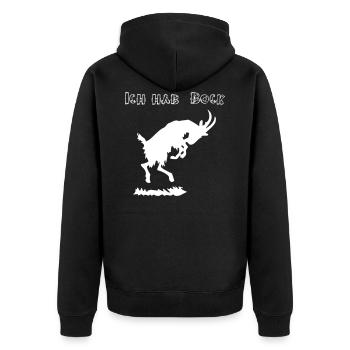 Ich hab Bock - Unisex Premium Bio Zip Hoodie - Schwarz - Hinten - Nico (187cm)