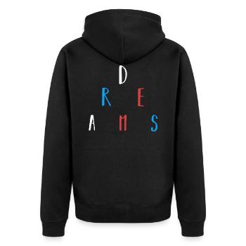 dreams - Unisex Premium Organic Zip Hoodie - black - Back - Nico (187cm)