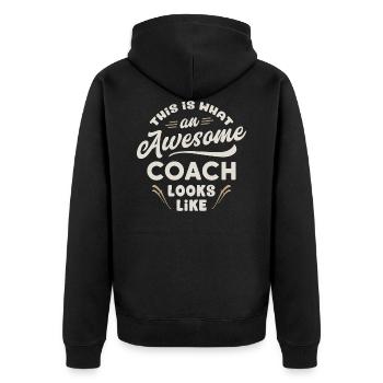 This Is What An Awesome Coach Looks Like - Trainer - Unisex Premium Organic Zip Hoodie - black - Back - Nico (187cm)
