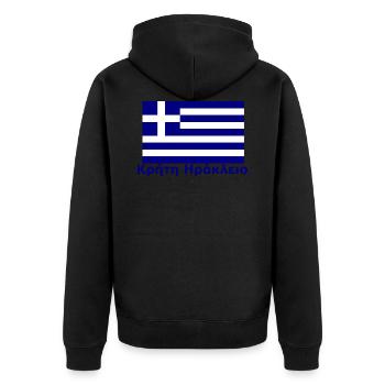 Kreta Iraklion Heraklion - Unisex Premium Bio Zip Hoodie - Schwarz - Hinten - Nico (187cm)