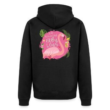 Je flocks fabuleux - Flamingo Paradise Vacation - Veste à capuche bio Premium Unisexe - noir - Dos - Nico (187cm)