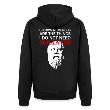 Proverbe Sagesse Philosophie Minimalisme - Veste à capuche bio Premium Unisexe - noir - Dos - Nico (187cm)