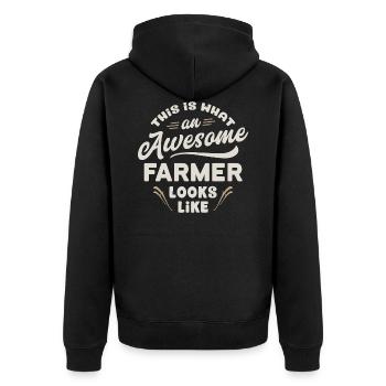 This Is What An Awesome Farmer Looks Like - Unisex Premium Bio Zip Hoodie - Schwarz - Hinten - Nico (187cm)