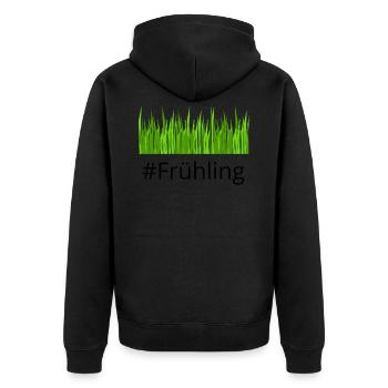 #Frühling - Unisex Premium Bio Zip Hoodie - Schwarz - Hinten - Nico (187cm)