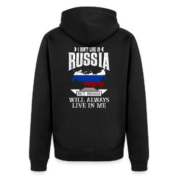 Russland Russe Russia Russisch Putin Kasachstan - Unisex Premium Bio Zip Hoodie - Schwarz - Hinten - Nico (187cm)
