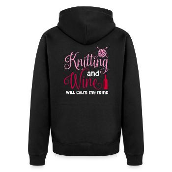 Knitting and Wine - Unisex Premium Organic Zip Hoodie - black - Back - Nico (187cm)