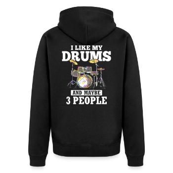 J'aime ma batterie et peut-être 3 personnes - Batteur - Veste à capuche bio Premium Unisexe - noir - Dos - Nico (187cm)