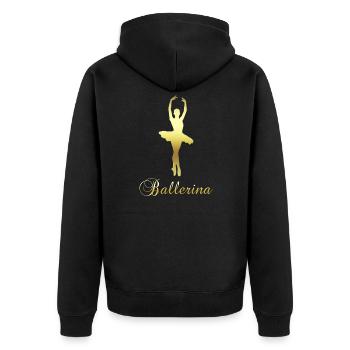 Ballerina Tanz Tänzerin Ballet Gold - Unisex Premium Bio Zip Hoodie - Schwarz - Hinten - Nico (187cm)