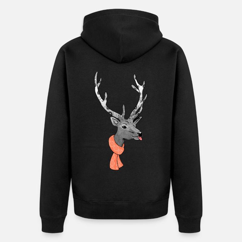 Hirsch - Unisex Premium Bio Zip Hoodie - Schwarz