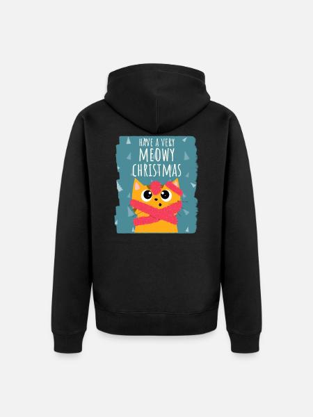Meowy Christmas - Unisex Premium Organic Zip Hoodie - black