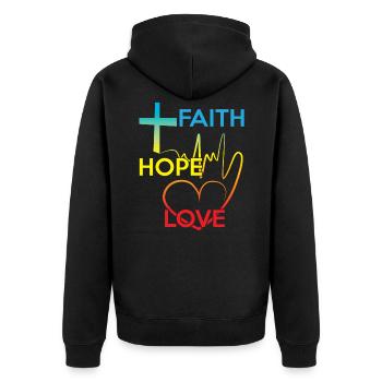 Croire l’espérance amour cadeau Eglise - Veste à capuche bio Premium Unisexe - noir - Dos - Nico (187cm)