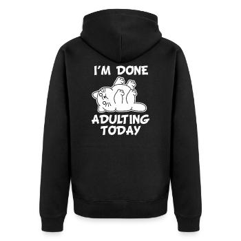 Lustige Katze - Erwachsenen Humor für Eltern - Unisex Premium Bio Zip Hoodie - Schwarz - Hinten - Nico (187cm)