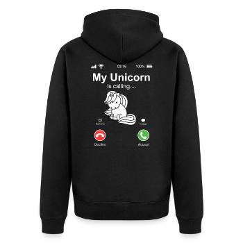 Unicorn fait appel à un cadeau arc-en-ciel - Veste à capuche bio Premium Unisexe - noir - Dos - Nico (187cm)