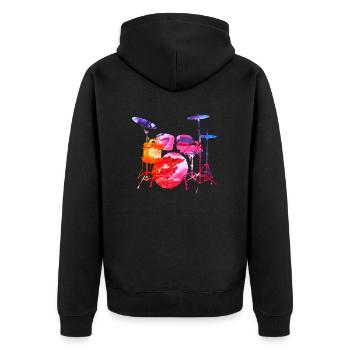 Musiker Schlagzeuger Geschenk für Drummer Drums - Unisex Premium Bio Zip Hoodie - Schwarz - Hinten - Nico (187cm)