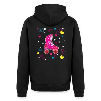 Rollerblade Pink Roller Skates Roller Skating - Unisex Premium Bio Zip Hoodie - Schwarz - Hinten - Nico (187cm)