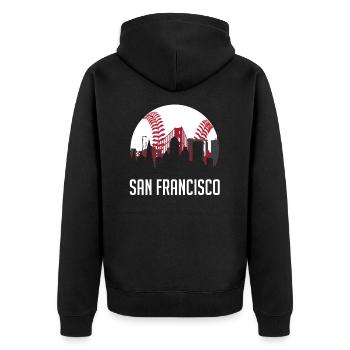 San Francisco Baseball Fan Downtown Skyline - Veste à capuche bio Premium Unisexe - noir - Dos - Nico (187cm)