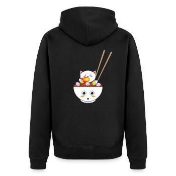 Ramen Cat Kawaii cadeau pour Otakus - Veste à capuche bio Premium Unisexe - noir - Dos - Nico (187cm)