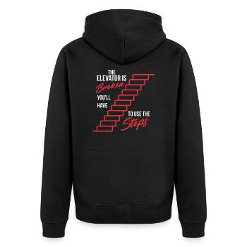 Anonyme Alkoholiker Der Aufzug ist kaputt Genesung - Unisex Premium Bio Zip Hoodie - Schwarz - Hinten - Nico (187cm)