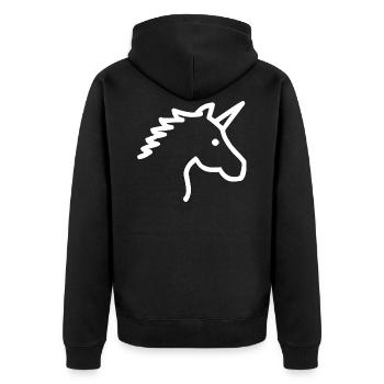 Einhorn - Unicorn - Unisex Premium Bio Zip Hoodie - Schwarz - Hinten - Nico (187cm)