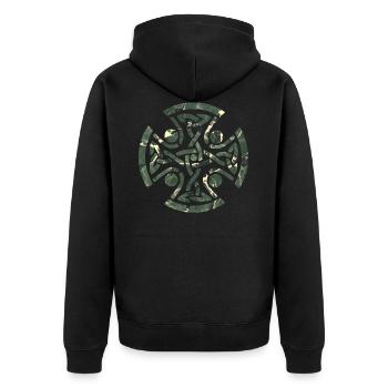 keltischer knoten 11 e 226 - Unisex Premium Bio Zip Hoodie - Schwarz - Hinten - Nico (187cm)