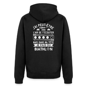 Je fais du biathlon t-shirt humour biathlete - Veste à capuche bio Premium Unisexe - noir - Dos - Nico (187cm)